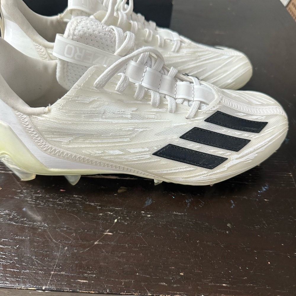Adidas Kids White and Black cleats adizero
